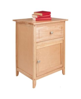 Natural Accent Table with Drawer and Cabinet