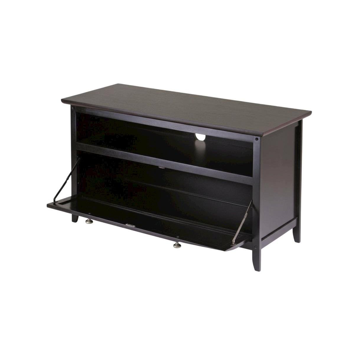 FurniFact Dark Espresso Tv Stand with Transitional Style and Solid Wood Finish