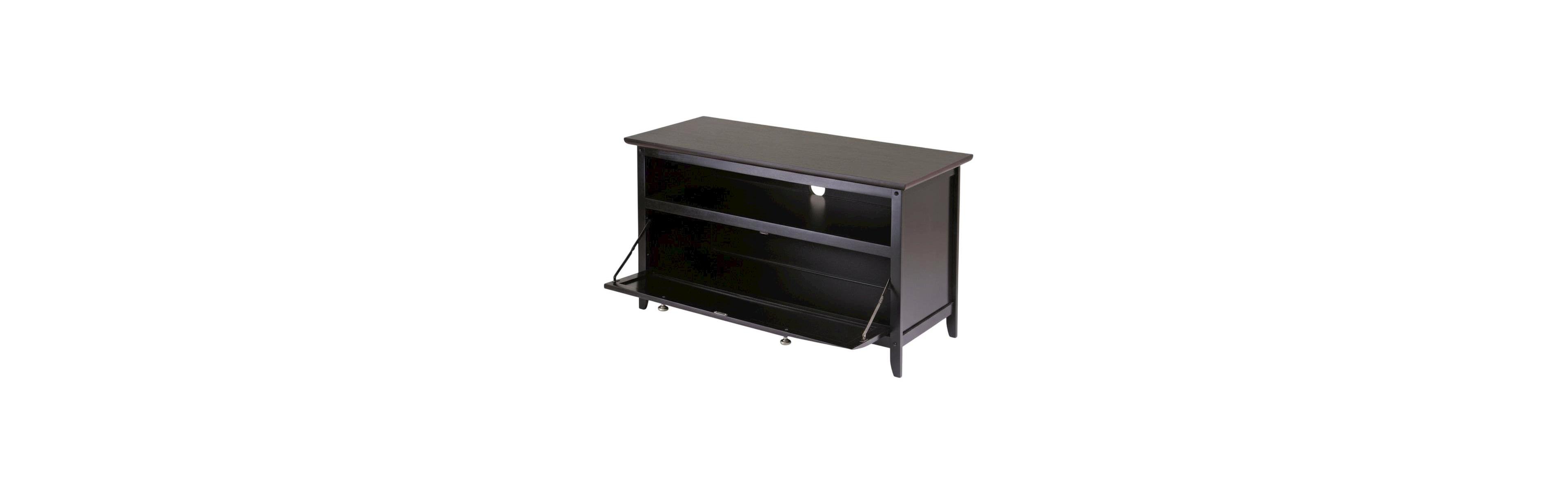 FurniFact Dark Espresso Tv Stand with Transitional Style and Solid Wood Finish