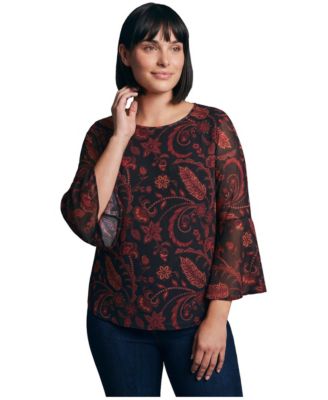 Plus Size Ivana Bell Sleeve Mesh Blouse