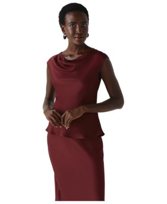 Women's Aila Satin Cowl Neck Sleeveless Top