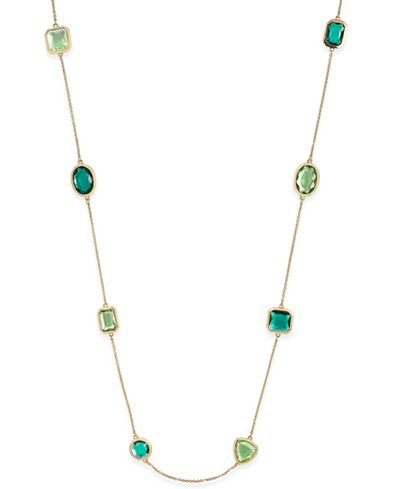 kate spade new york Gold-Tone Green Crystal Station Necklace