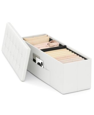 43 Inches Folding Storage Ottoman Bench Foot Rest Stool End of Bed Bench