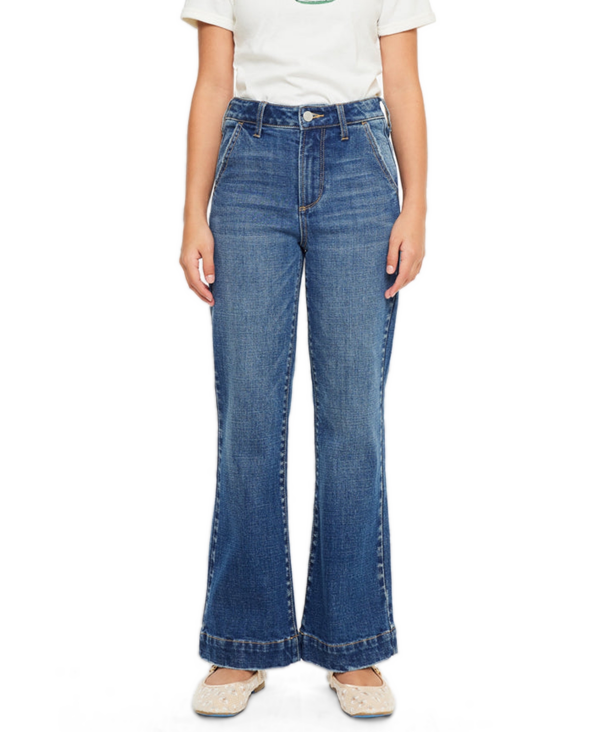 KanCan Big Girls 5-16 Tini High Rise Wide Leg Trouser Jeans
