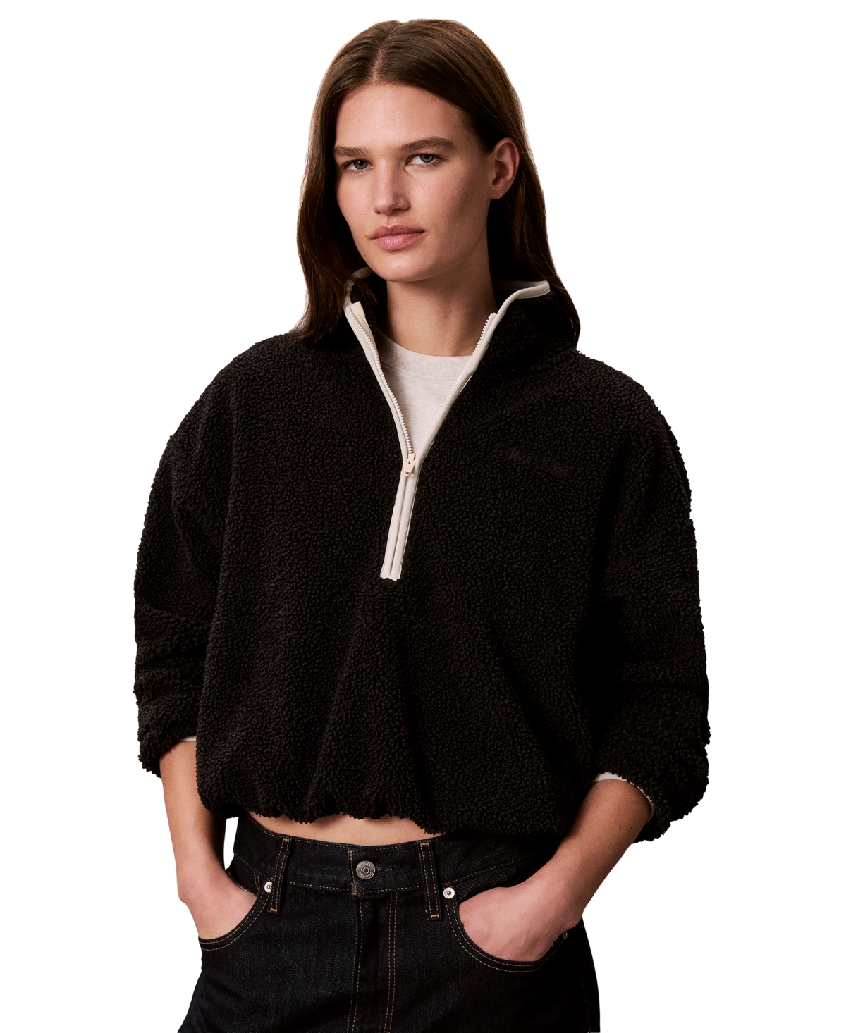 Calvin Klein Performance Women's Sherpa 1/4-Zip Mock-Neck Pullover
