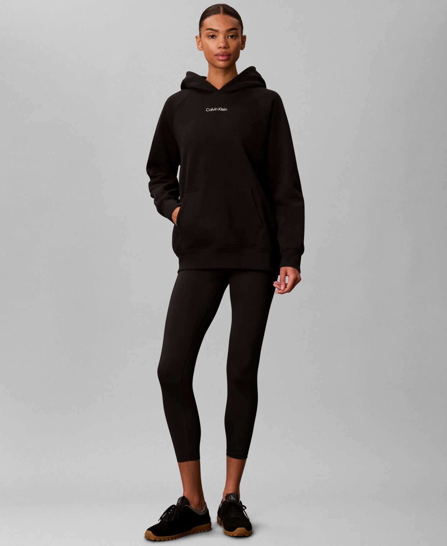 Женское худи Calvin Klein Performance French Terry Fleece, цвет: Чёрный — фото 2