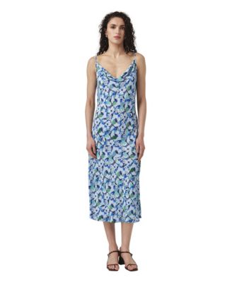 Women's Stacy Cowl Neck Crepe Bias-Cut Midi Dress