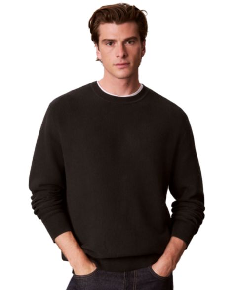 Мужской свитер Calvin Klein Textured Cotton Crewneck, цвет: Чёрный