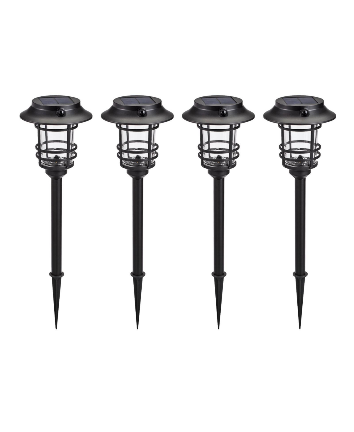 Home Zone Living Secure Mesh Linkable Solar Pathway Lights with Motion Sensor - Black