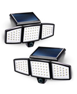 Secure 2-Pack Solar Triple-Head Motion Sensor Flood Lights, 1000 Lumens, 3500K Warm
