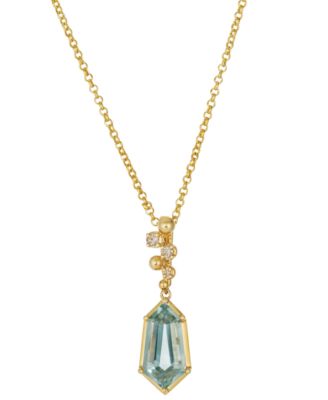 Honey Gold Diamond and Green Quartz Pendant (1/20 ct. t.w. Diamond, 2 5/8 ct. t.w. Green Quartz) in 14k Yellow Gold