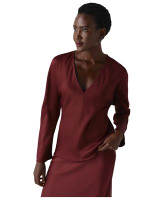 Women's Lucille Long-Sleeve V-Neck Botanical-Print Blouse