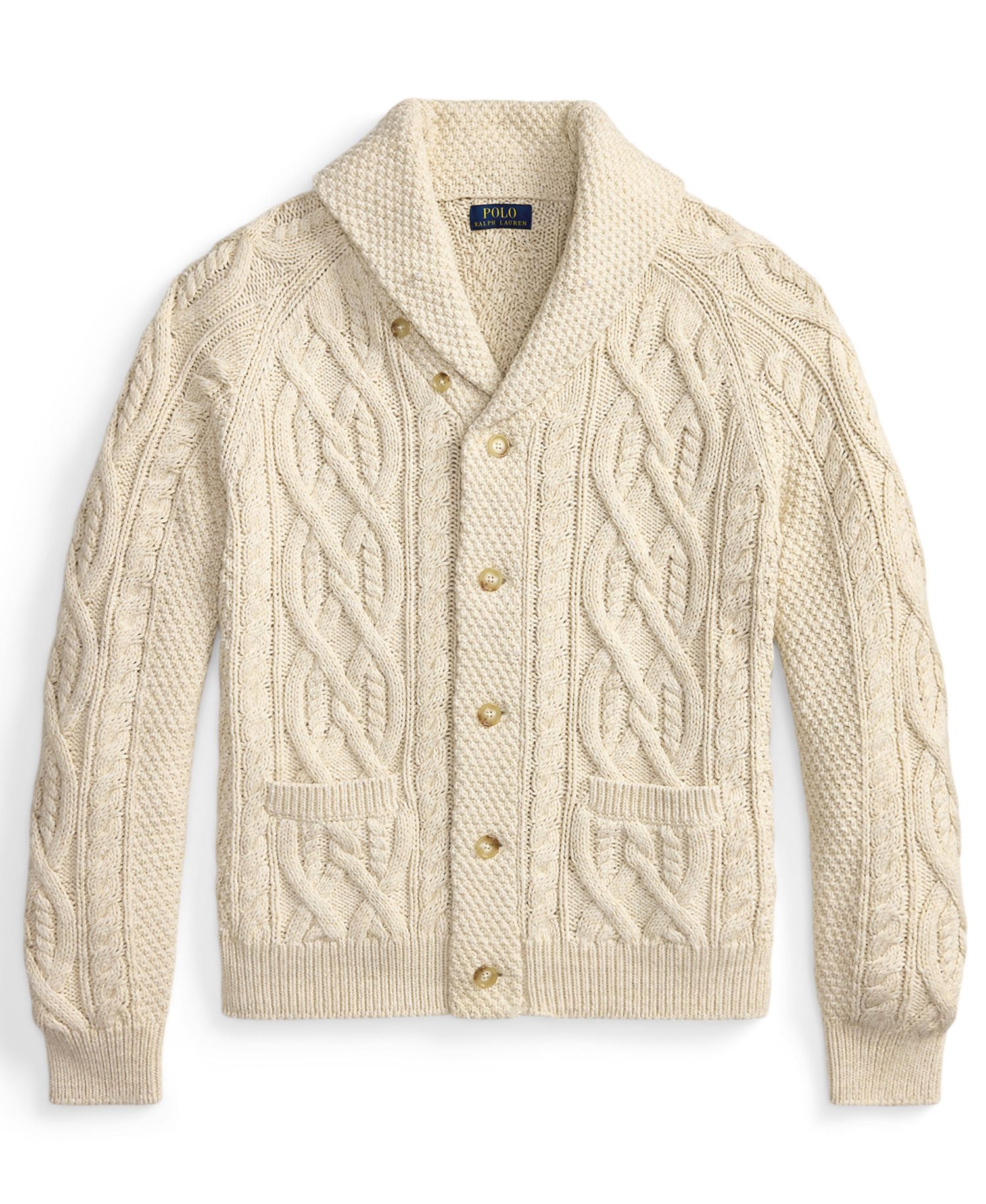 Men's Cable-Knit Shawl Collar Cardigan