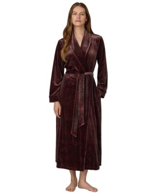 Women's Long-Sleeve Velvet Shawl-Collar Robe