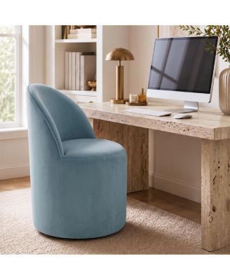 Rolling Swivel Desk Chair with Casters, Velvet Barrel Back Chair, Fully Assembled
