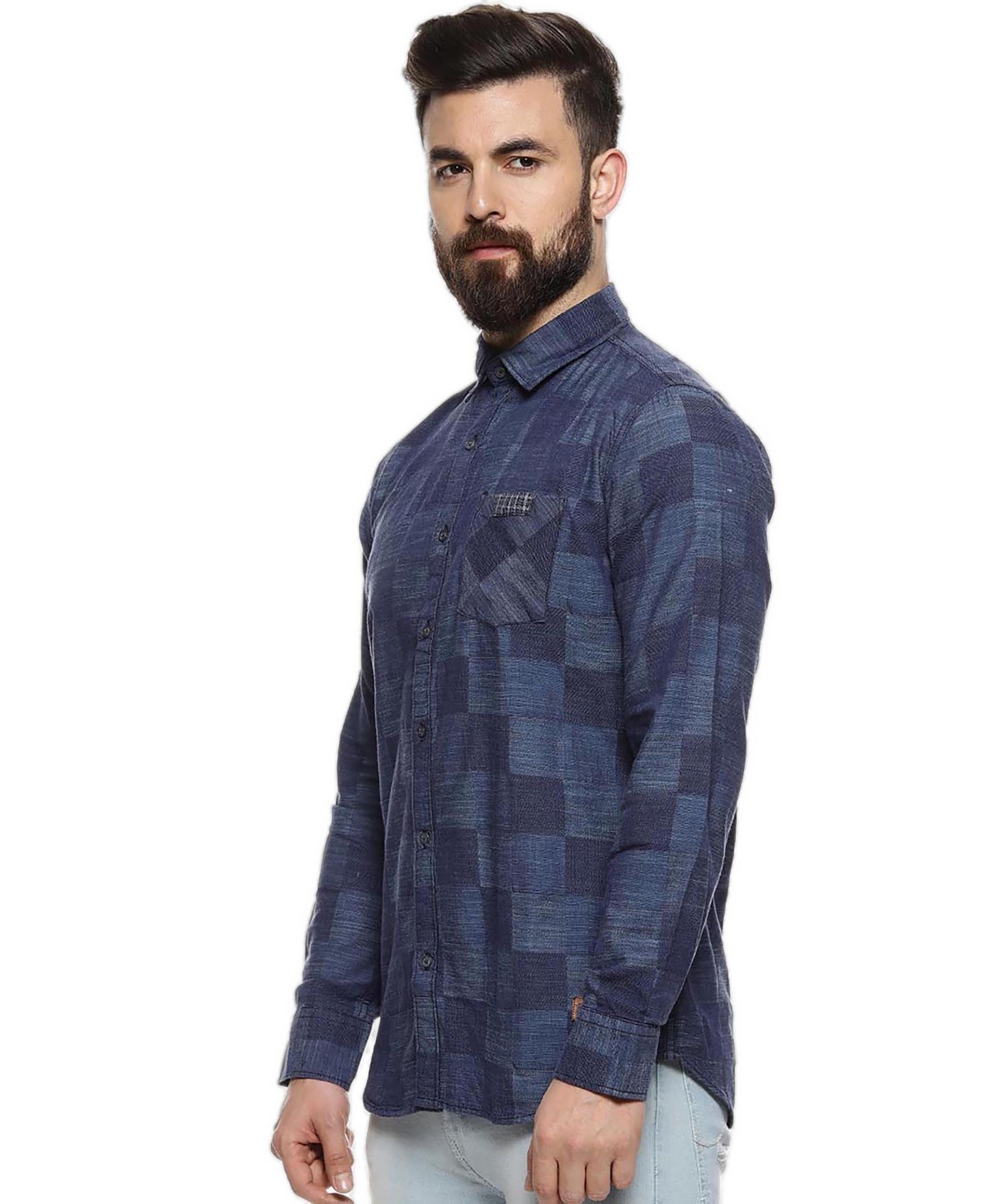 Мужские рубашки Cahoot Campus Sutra Checkered Stylish Casual, цвет: Синий — фото 2