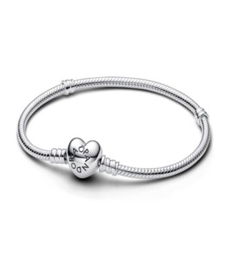 Women's Sterling Silver Heart Clasp Snake Chain Bracelet