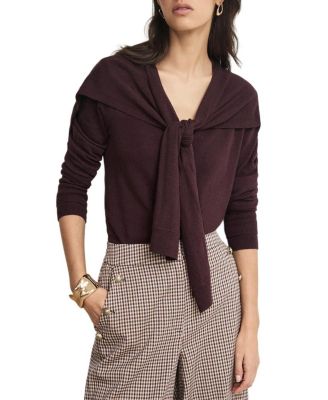 Women's Scarf-Detail Layered-Cuff Cardigan