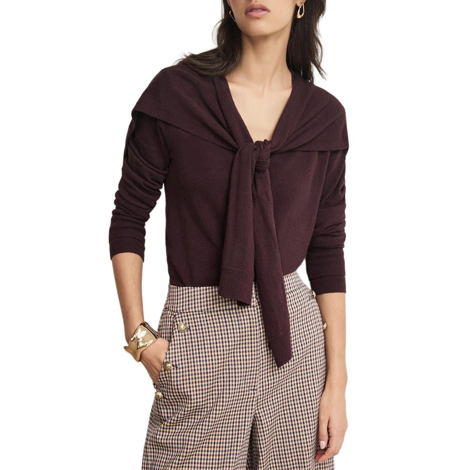 Women's Scarf-Detail Layered-Cuff Cardigan