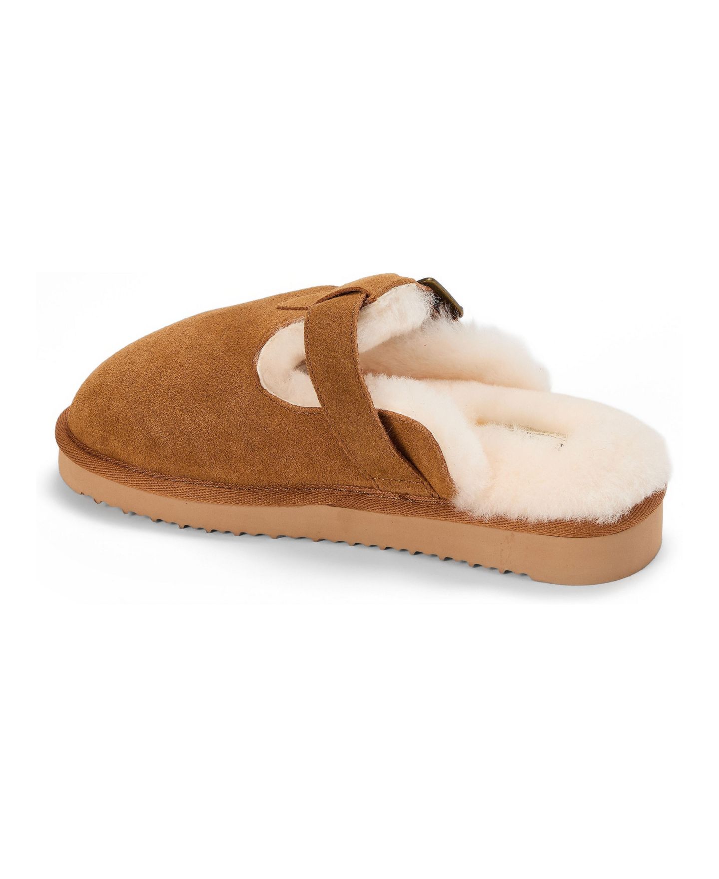Женские тапочки Dearfoams Maitland Genuine Suede Genuine Shearling Buckle Slippers, цвет: Каштановый — фото 2