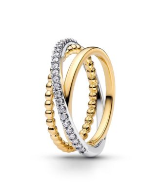 Cubic Zirconia Two-Tone Crossover Beads & Pav&eacute; Ring