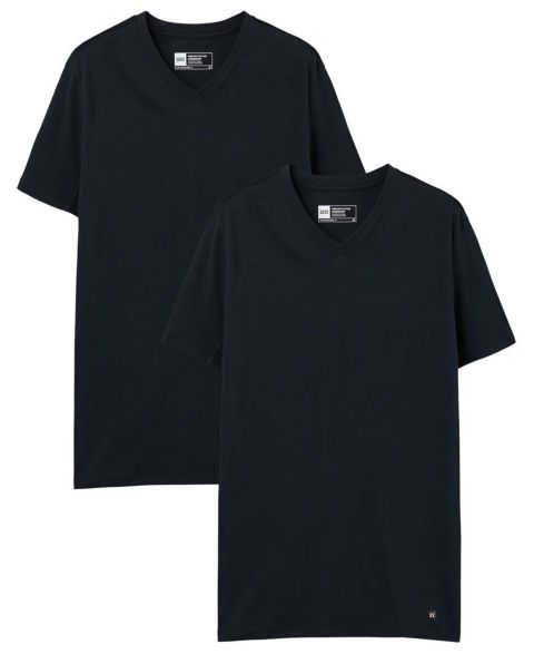 Мужские топы SAXX DropTemp Dry Cotton-Blend V-Neck Undershirts, 2-Pack, цвет: Чёрный