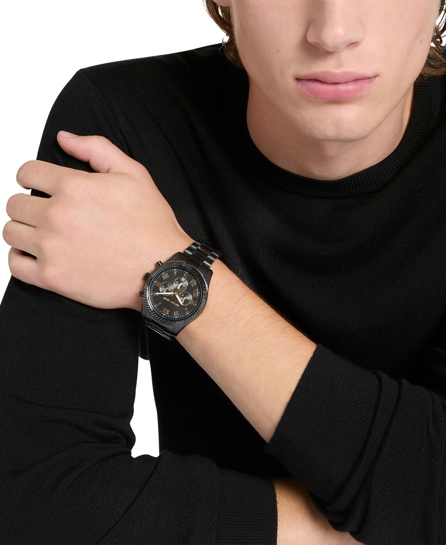 Мужские часы Michael Kors Quartz Chronograph Date Black Stainless Steel 45mm — фото 5