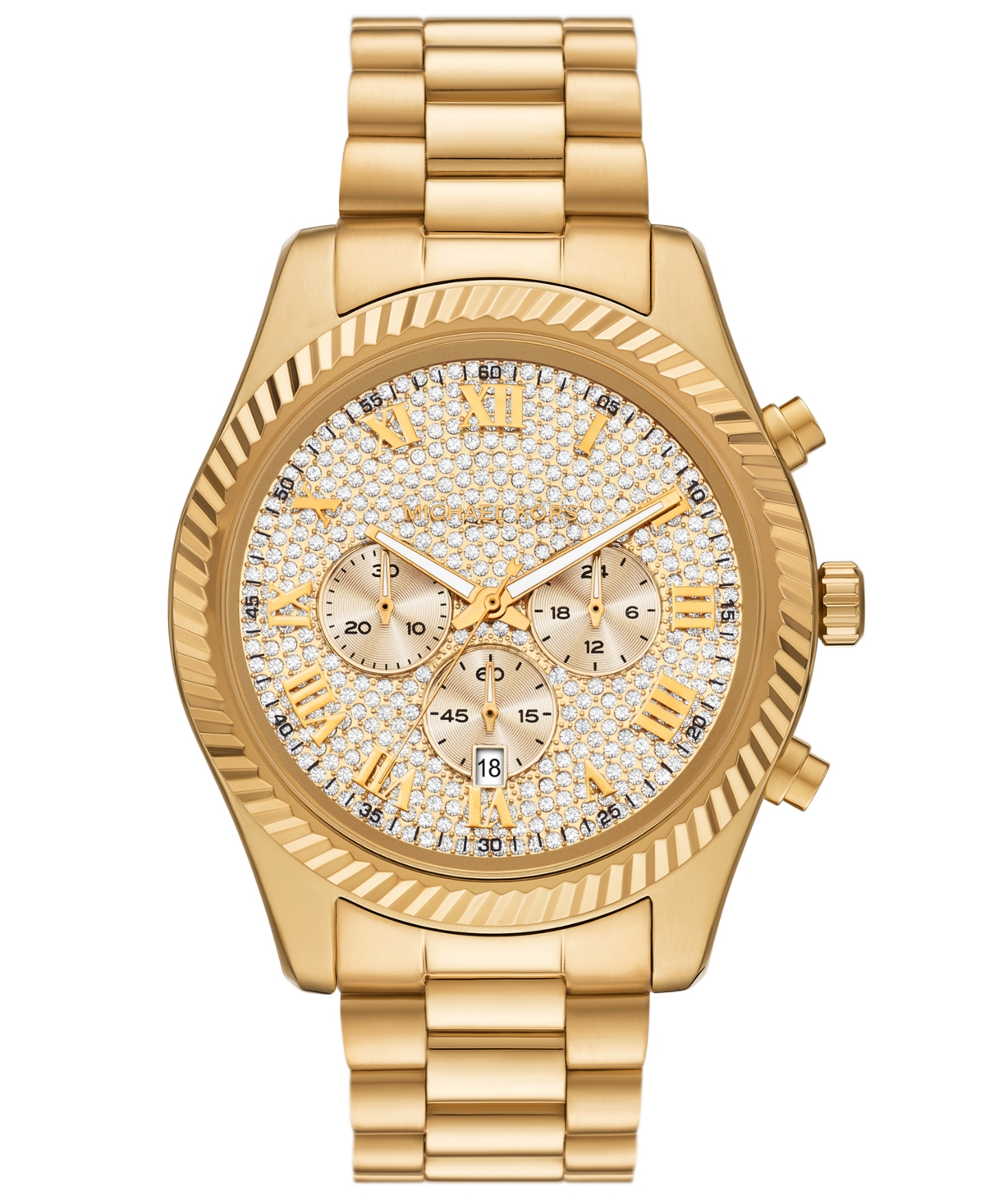 Michael Michael Kors Men's Lexington Quartz Chronograph Gold-Tone Stainless Steel Watch 45mm