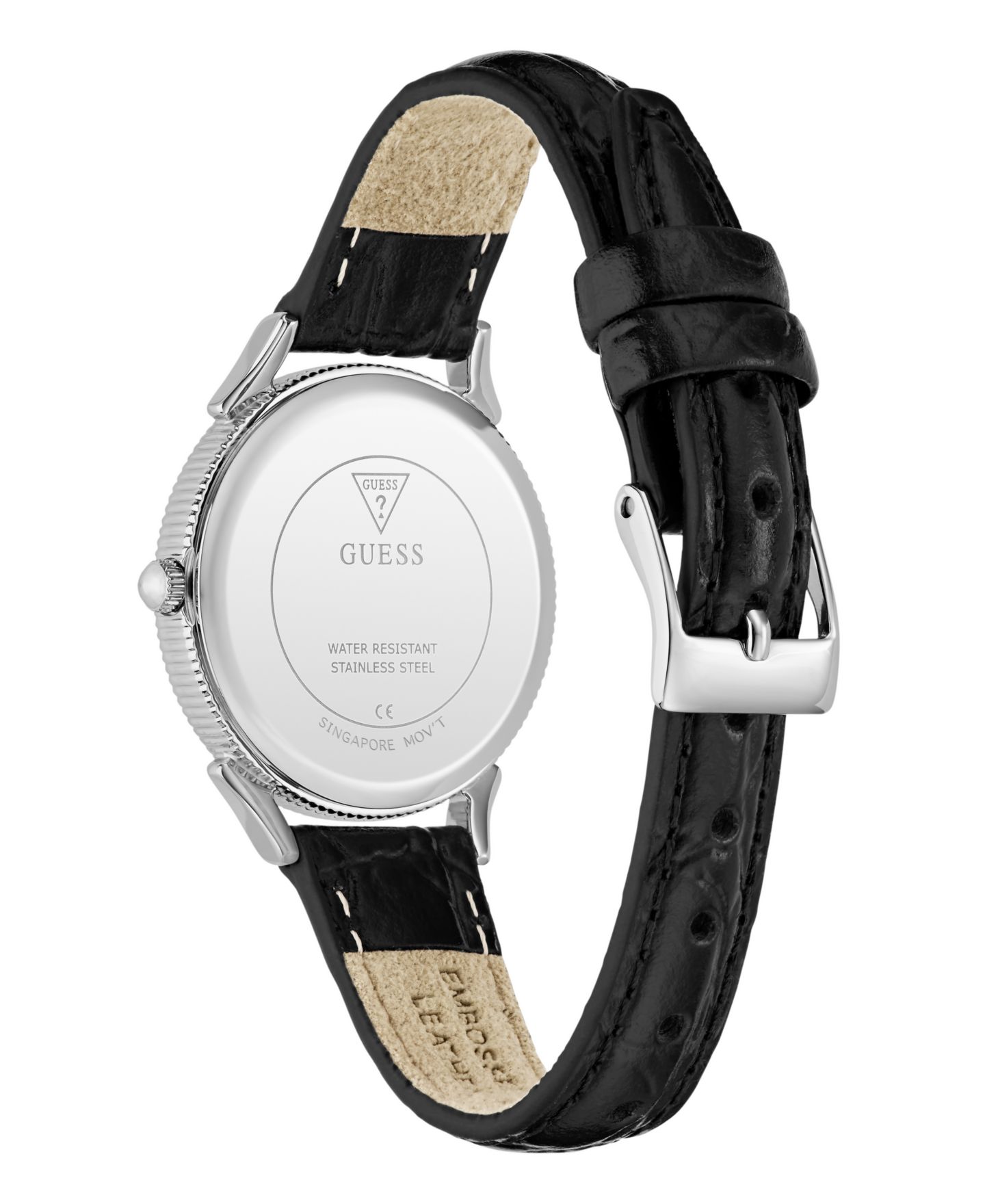 Часы GUESS Unisex Quartz Analog Black Leather 31mm — фото 3