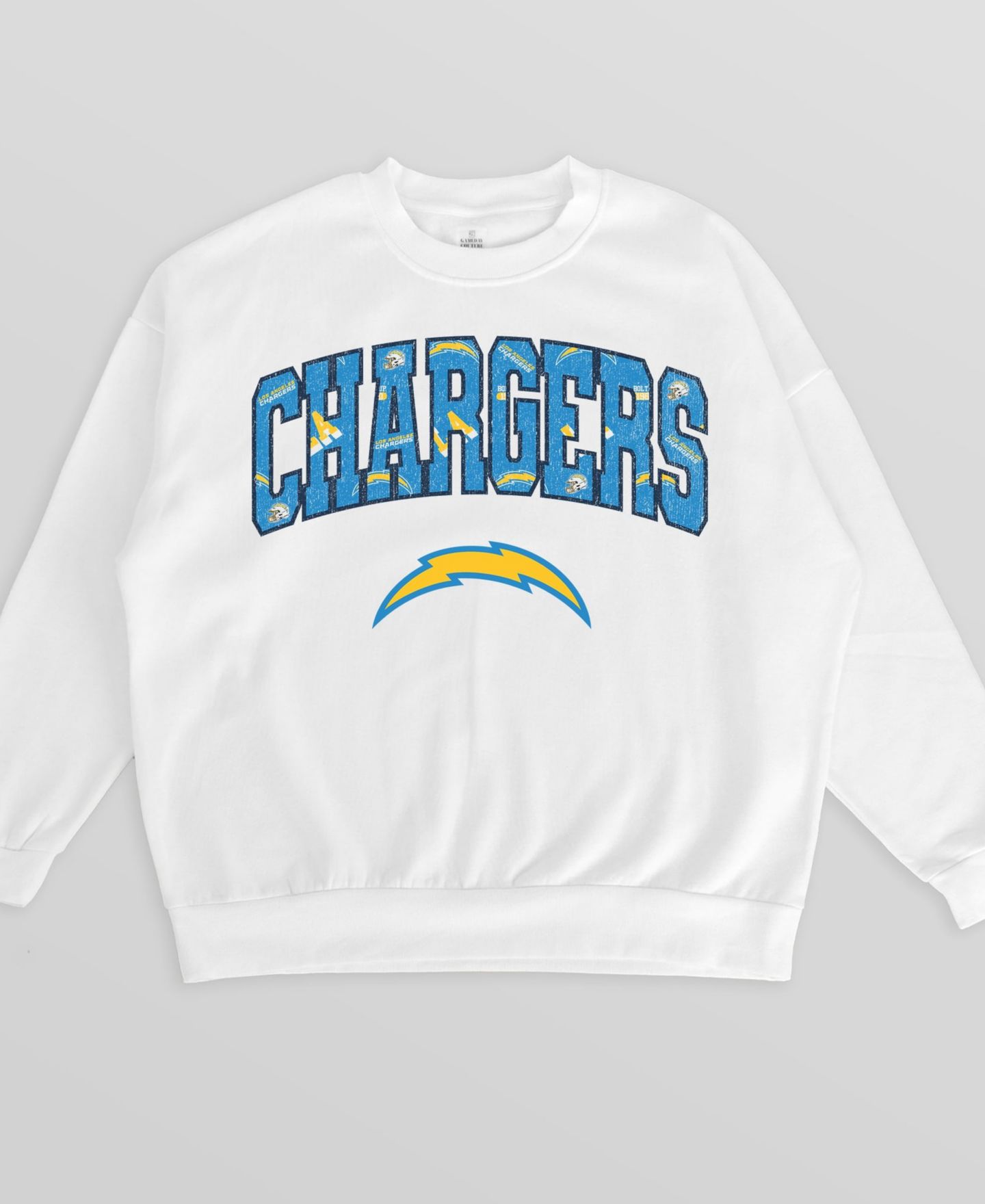 Женская толстовка Gameday Couture White Los Angeles Chargers Sweet Play Oversized Premium Drop Shoulder — фото 2
