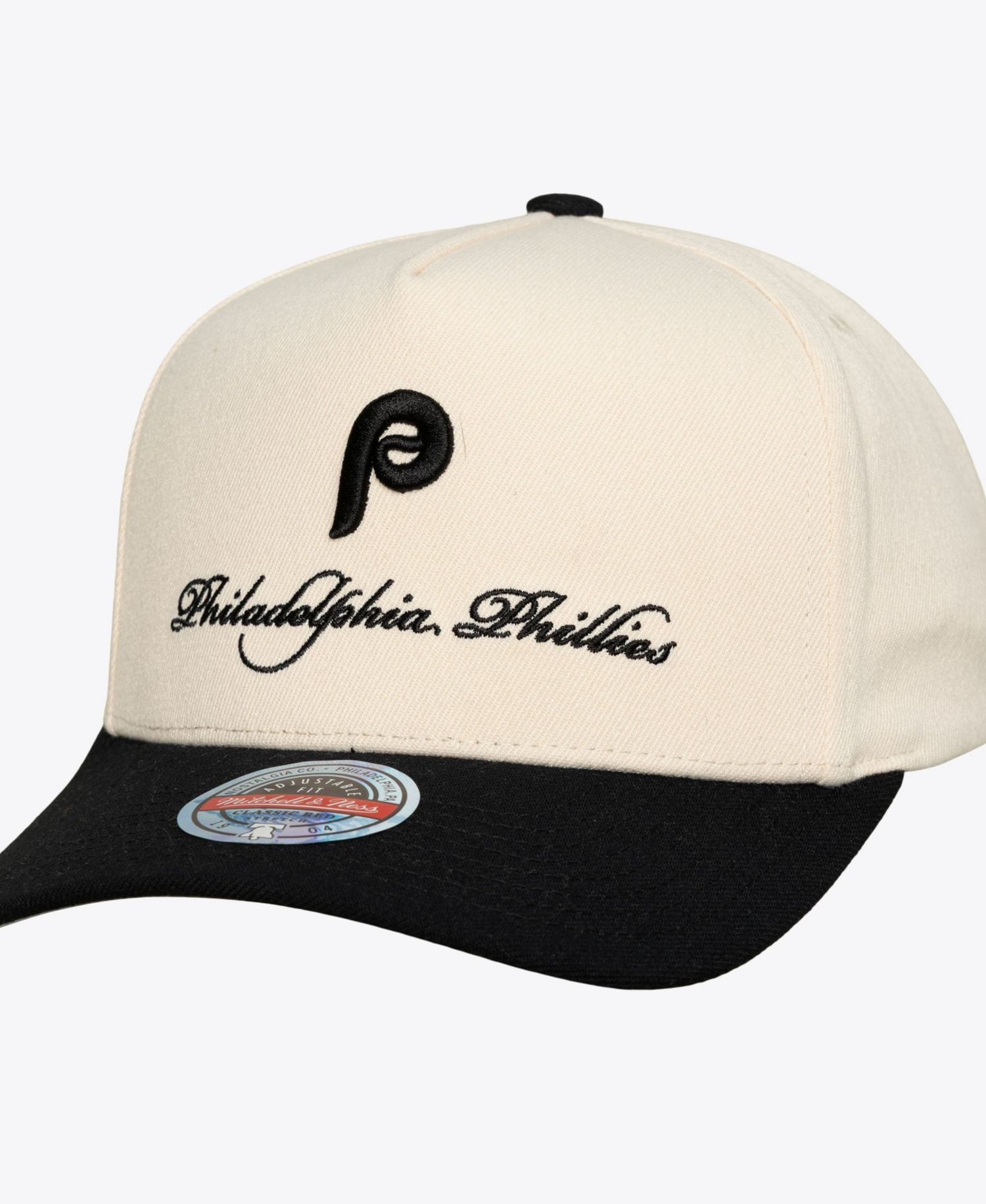 Men's Cream/Black Philadelphia Phillies Cooperstown Collection Flawless Script Stretch-Snap Hat