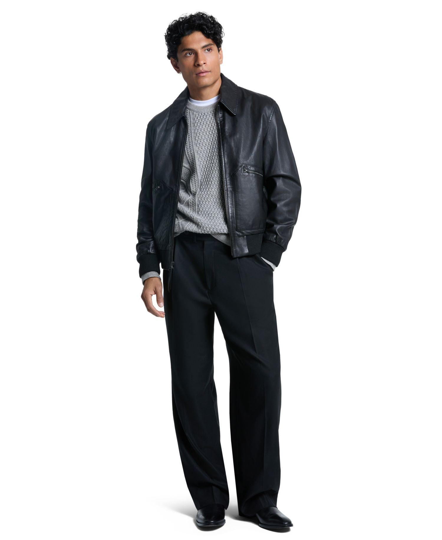 Men's Teddy Genuine Leather Bomber Jacket