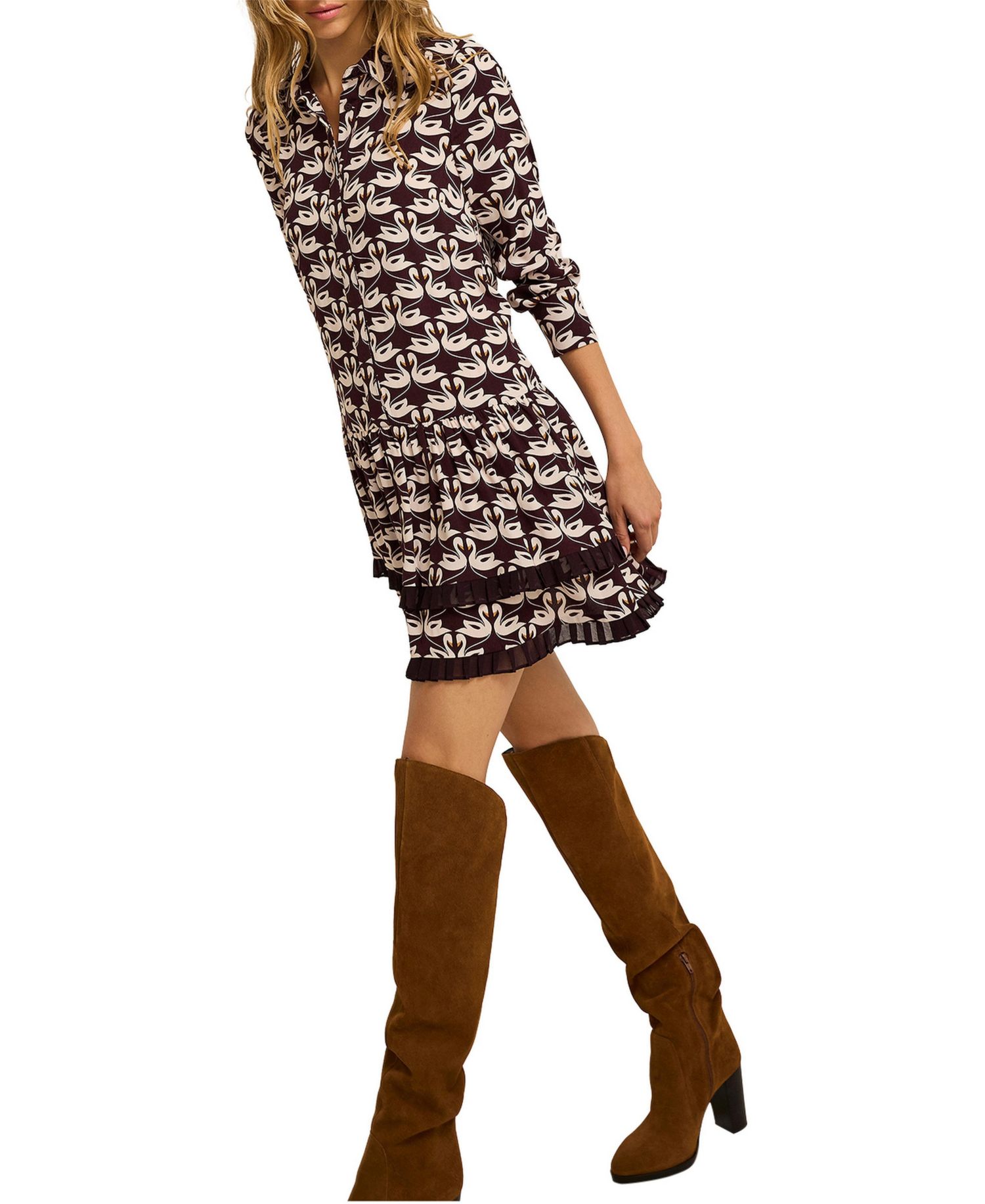 Women's Swan Print Mini Dress