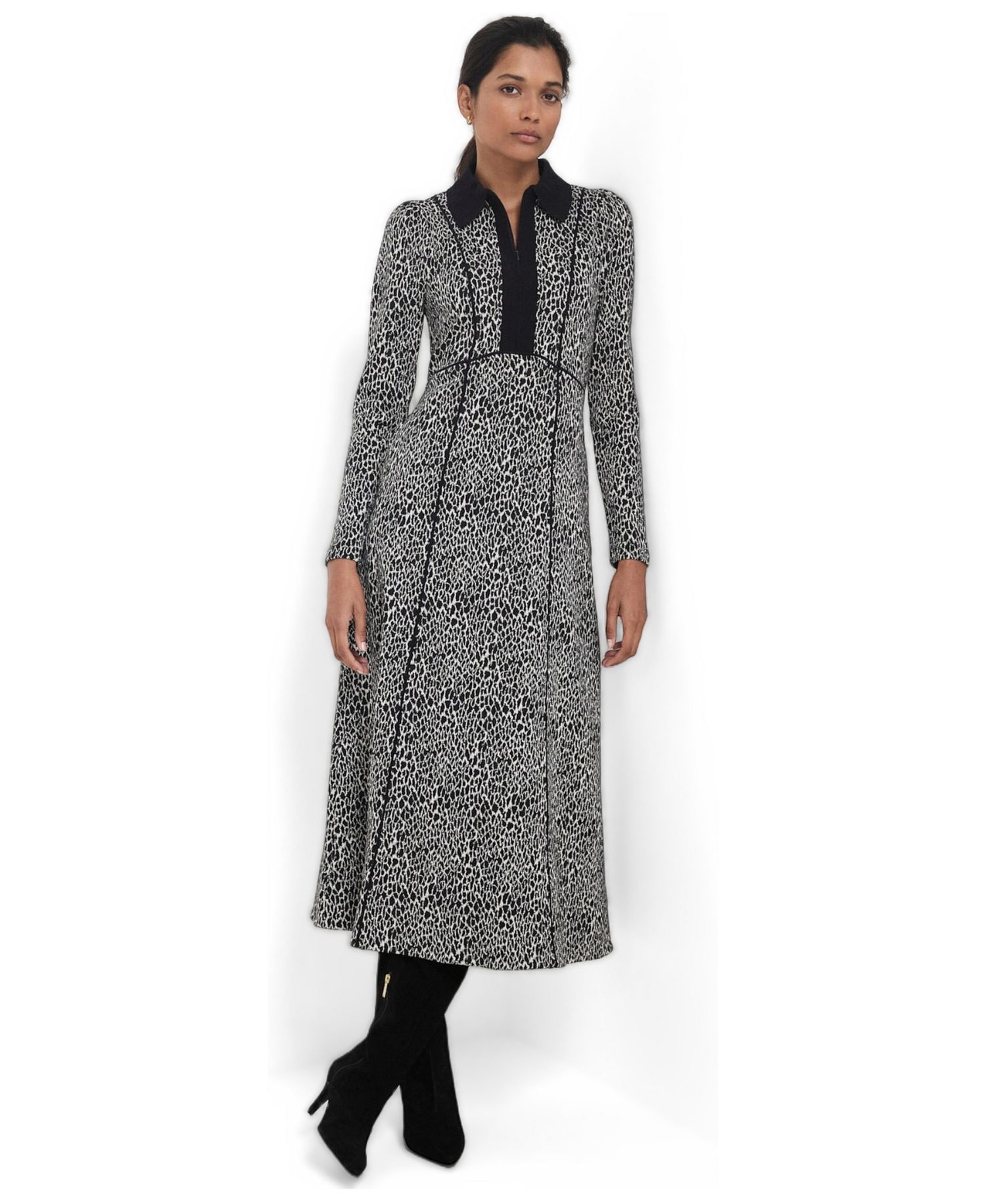 Women's Animal Print Jacquard Midi Dress