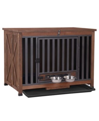 Wooden Dog Crate with Folding Design Strong Iron Door