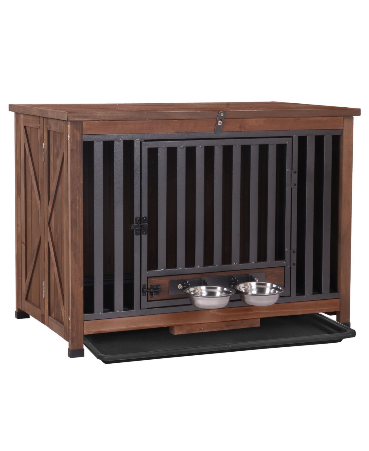 Aivituvin Wooden Dog Crate with Folding Design Strong Iron Door