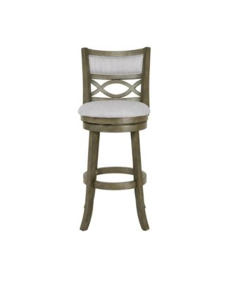 Wood Swivel Bar Stool Set of 2 Fabric