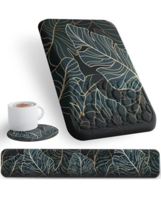 Pink Ergonomic Memory Foam Mouse Pad Wrist Rest Set With Massage Design Anti Slip Base