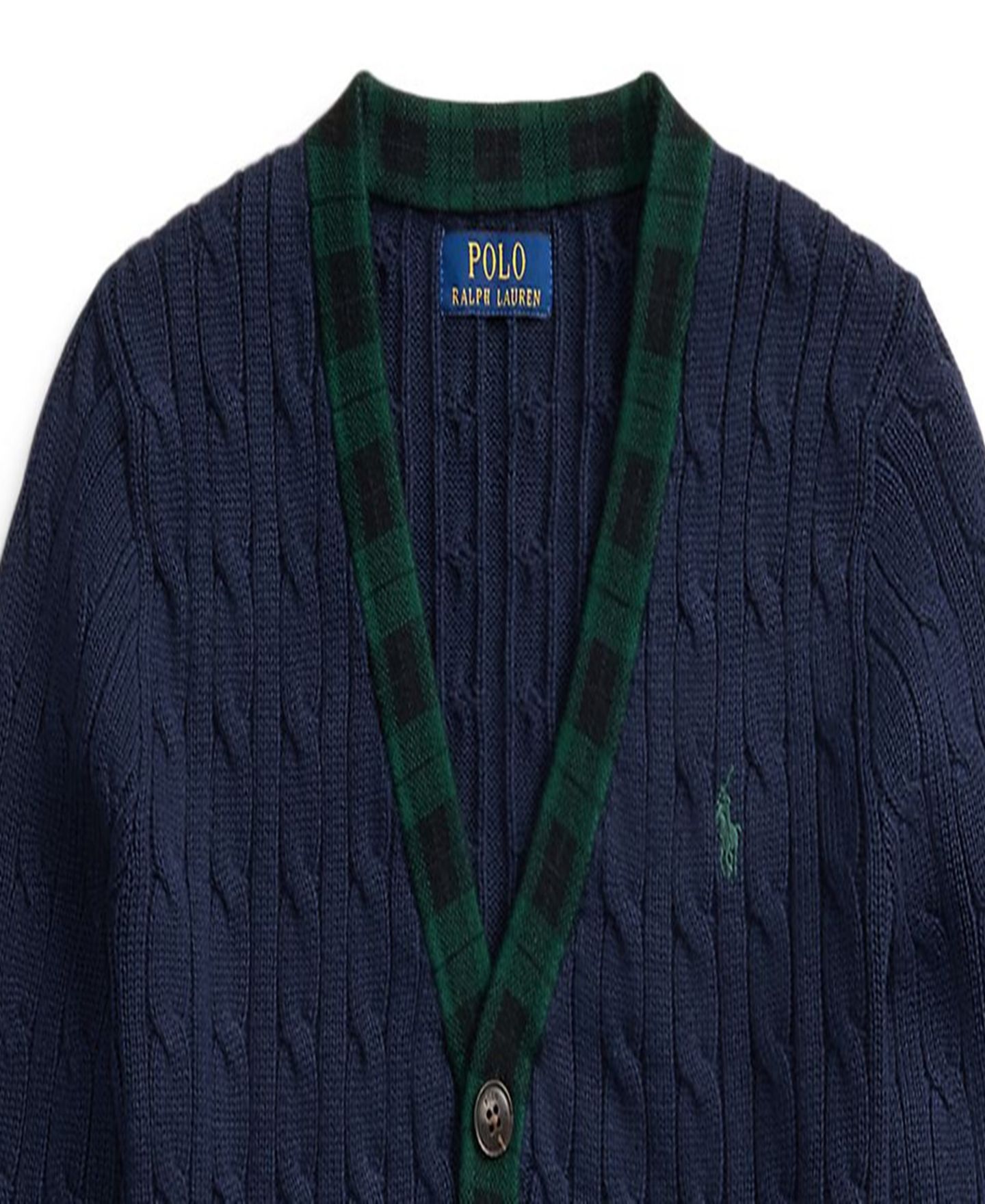 Кардиган Polo Ralph Lauren Cable-Knit Plaid-Trim для мальчиков, цвет: Чёрный — фото 6
