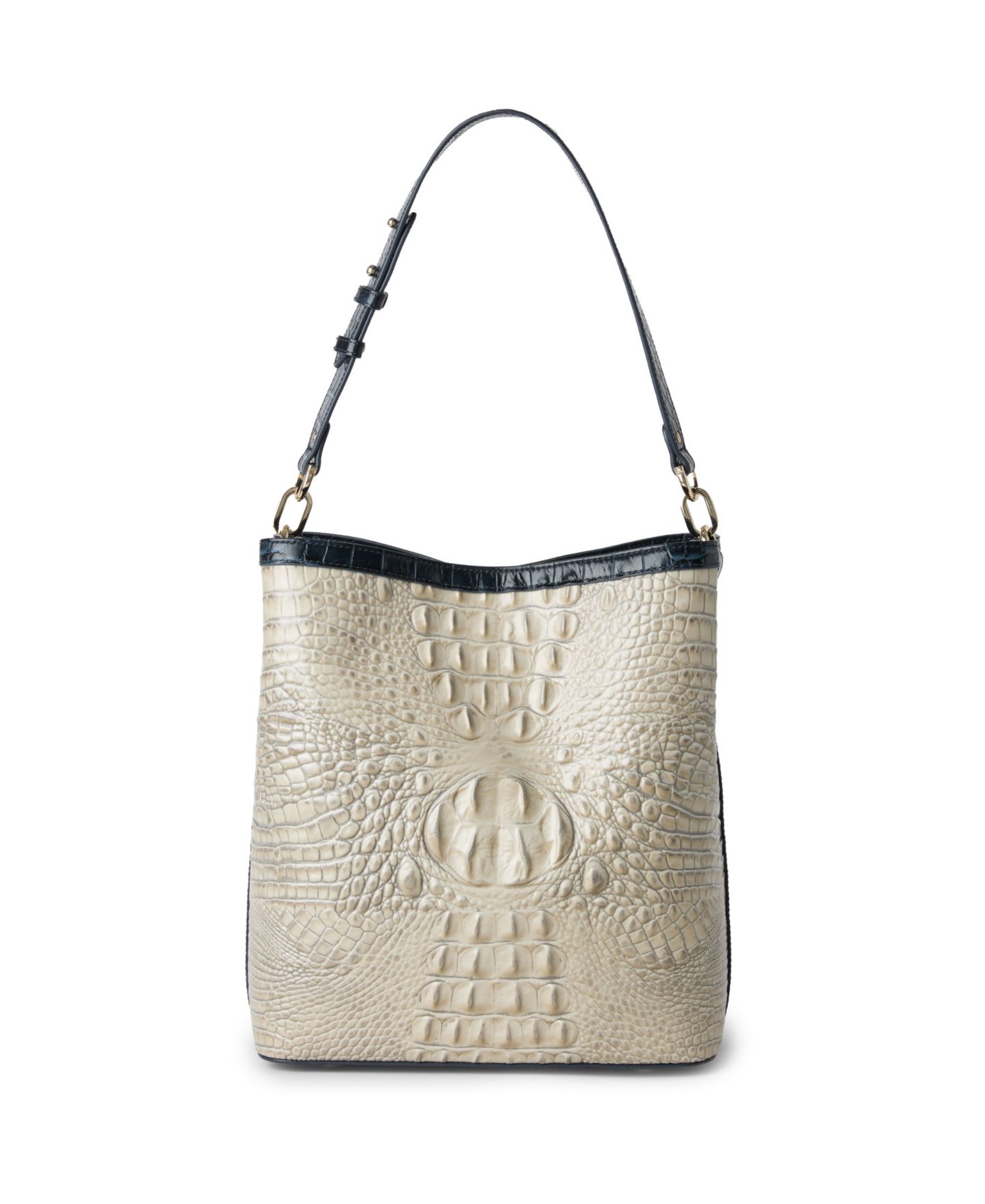 Женская сумка Brahmin Celina Leather Adjustable Medium Bucket, цвет: Чёрный / Слоновая кость разноцветный — фото 2