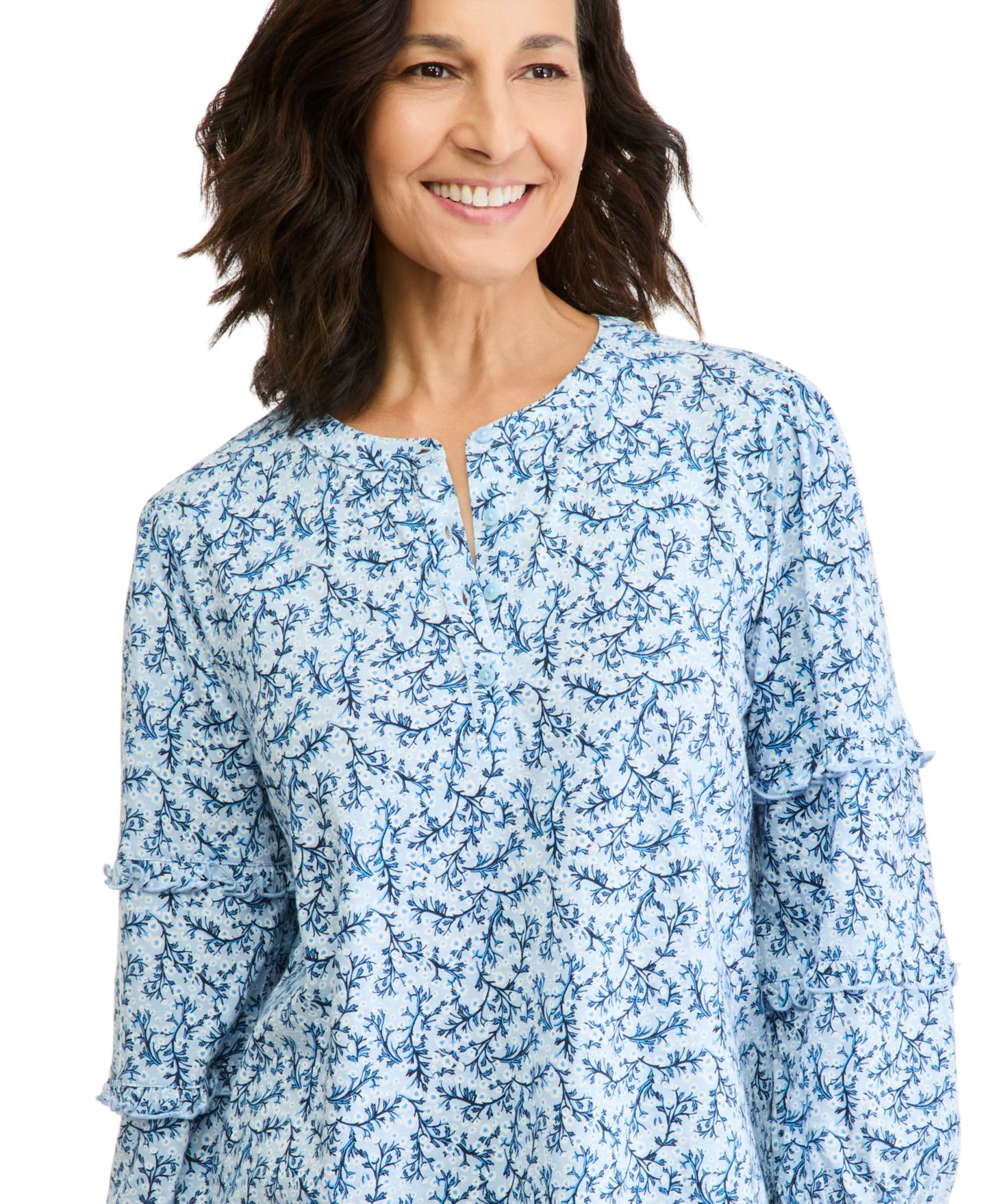 Женская блузка Style & Co 3/4-Sleeve Henley Knit, цвет: Синий — фото 3