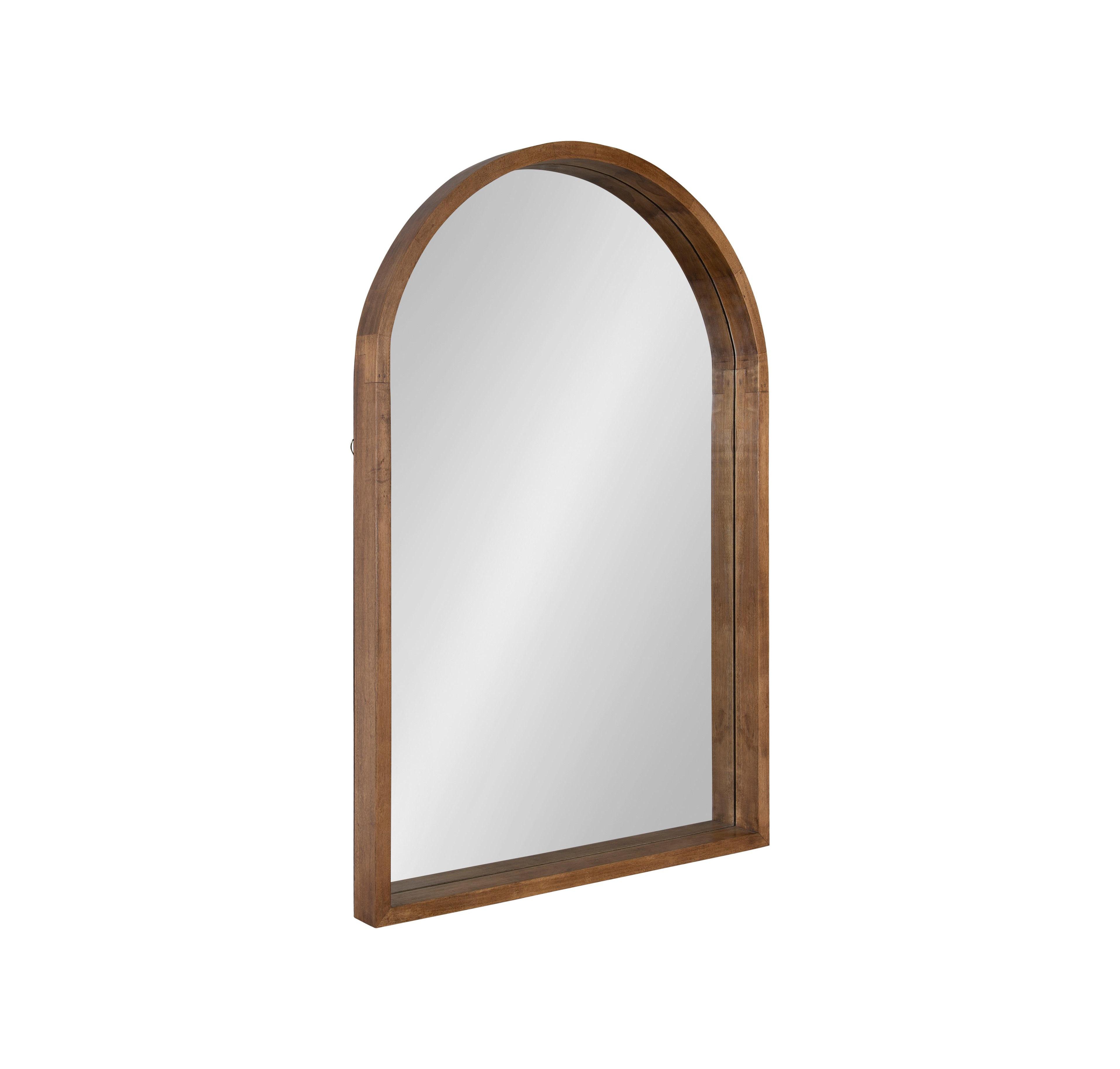 Kate and Laurel Hutton Wood Framed Arch Mirror, Arch Bathroom Mirror for Over Sink, Solid Wood Frame, Entryway or Living Room Decor, Deep Profile