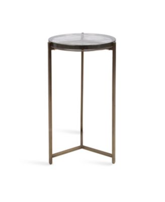 Aguilar Glass and Metal Side Table Unique Chunky Glass Tabletop, Mini Table for Small Spaces or Indoor Plant Stand