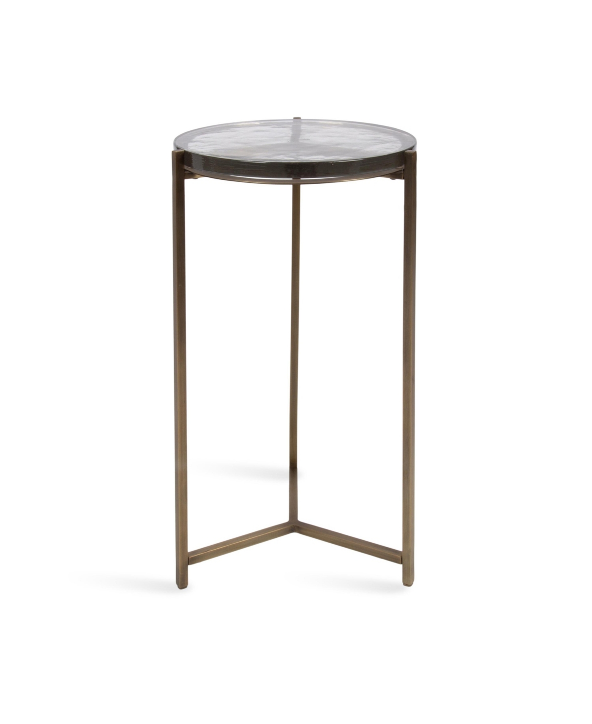 Kate and Laurel Aguilar Glass Metal Side Table Unique Chunky Tabletop, Mini for Small Spaces or Indoor Plant Stand