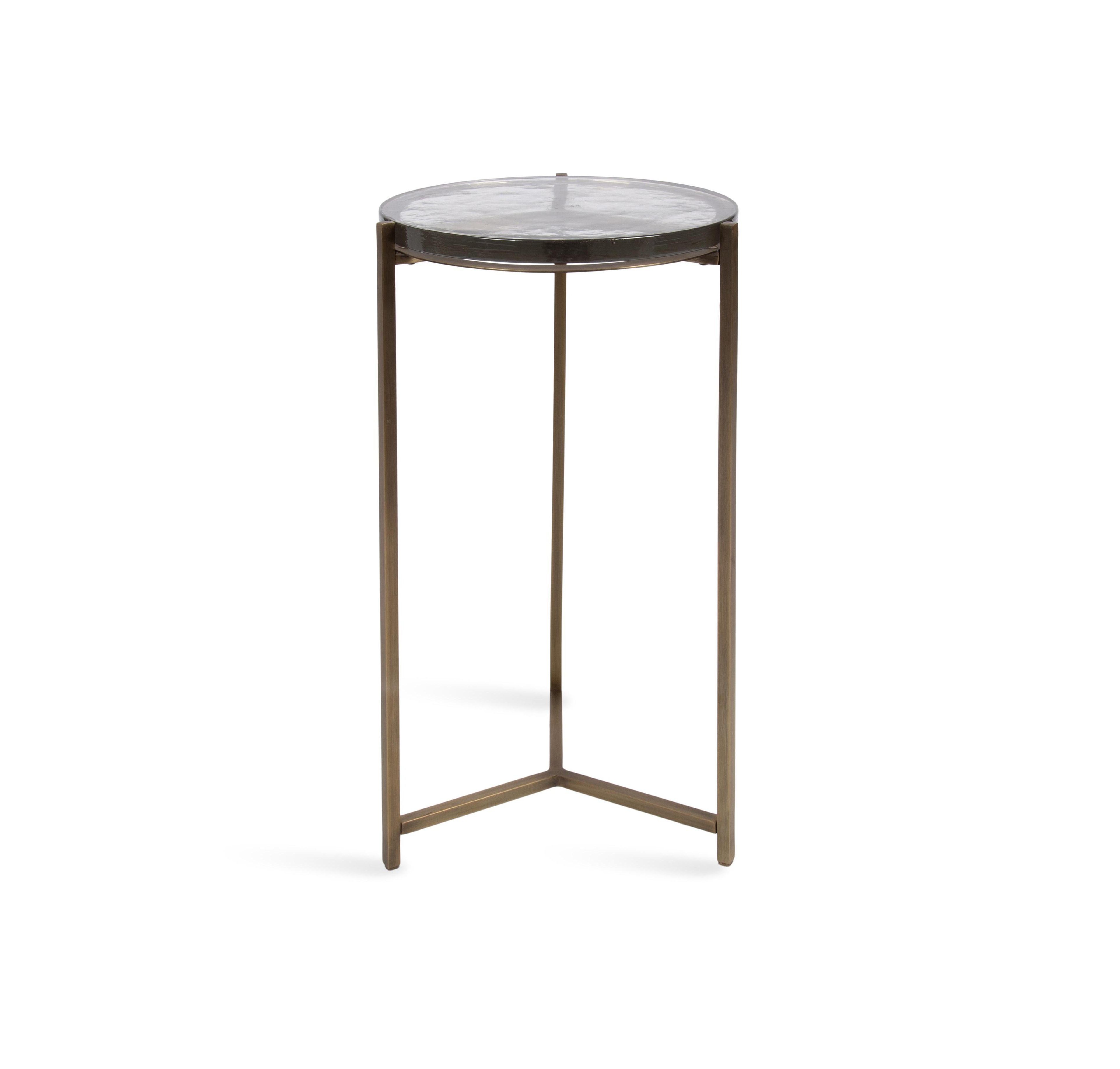 Kate and Laurel Aguilar Glass Metal Side Table Unique Chunky Tabletop, Mini for Small Spaces or Indoor Plant Stand
