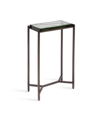 Aguilar Slim Side Table Unique Chunky Glass Tabletop, Use as Mini Table for Small Spaces or Indoor Plant Stand