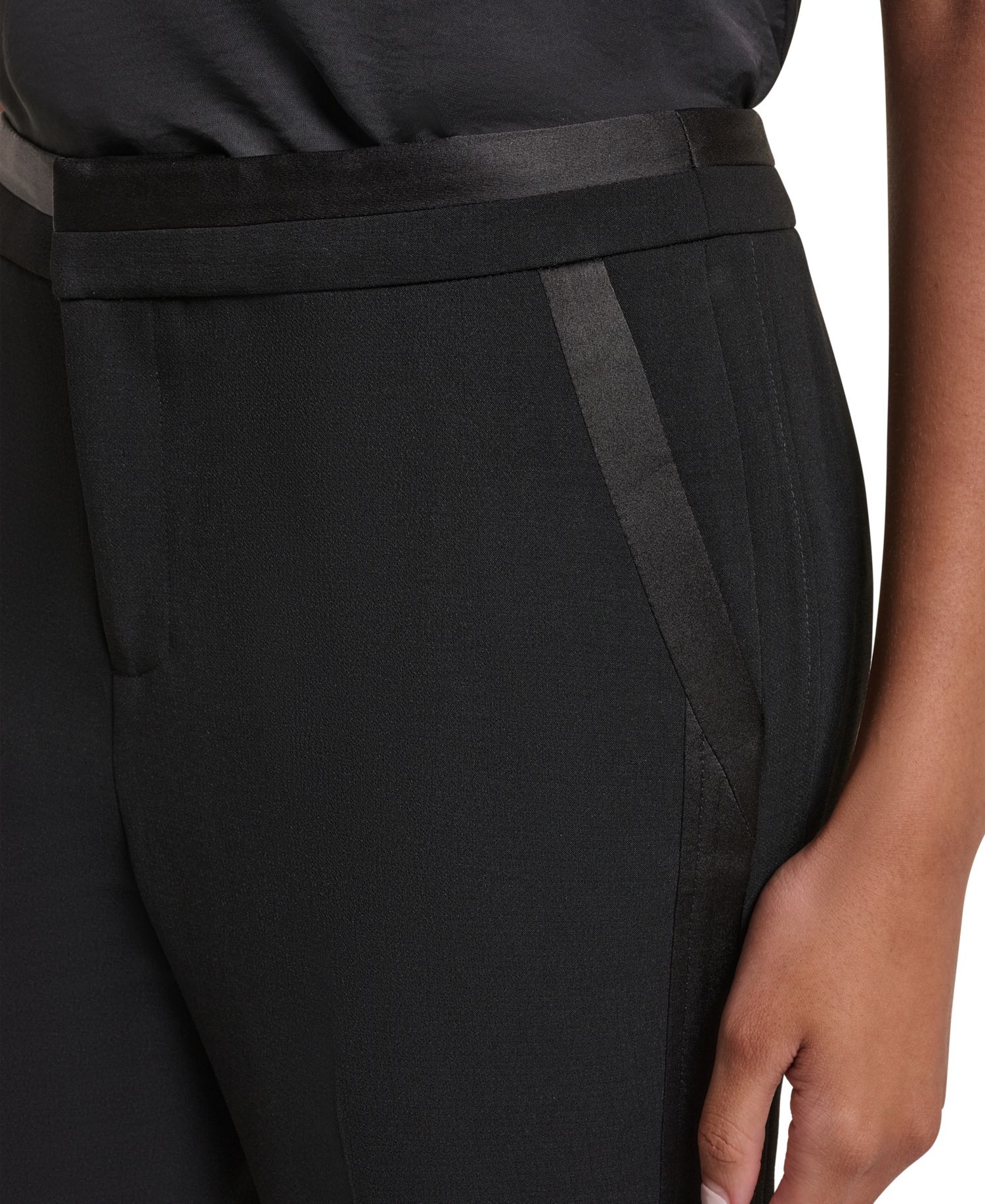 Petite Satin Mid-Rise Pants
