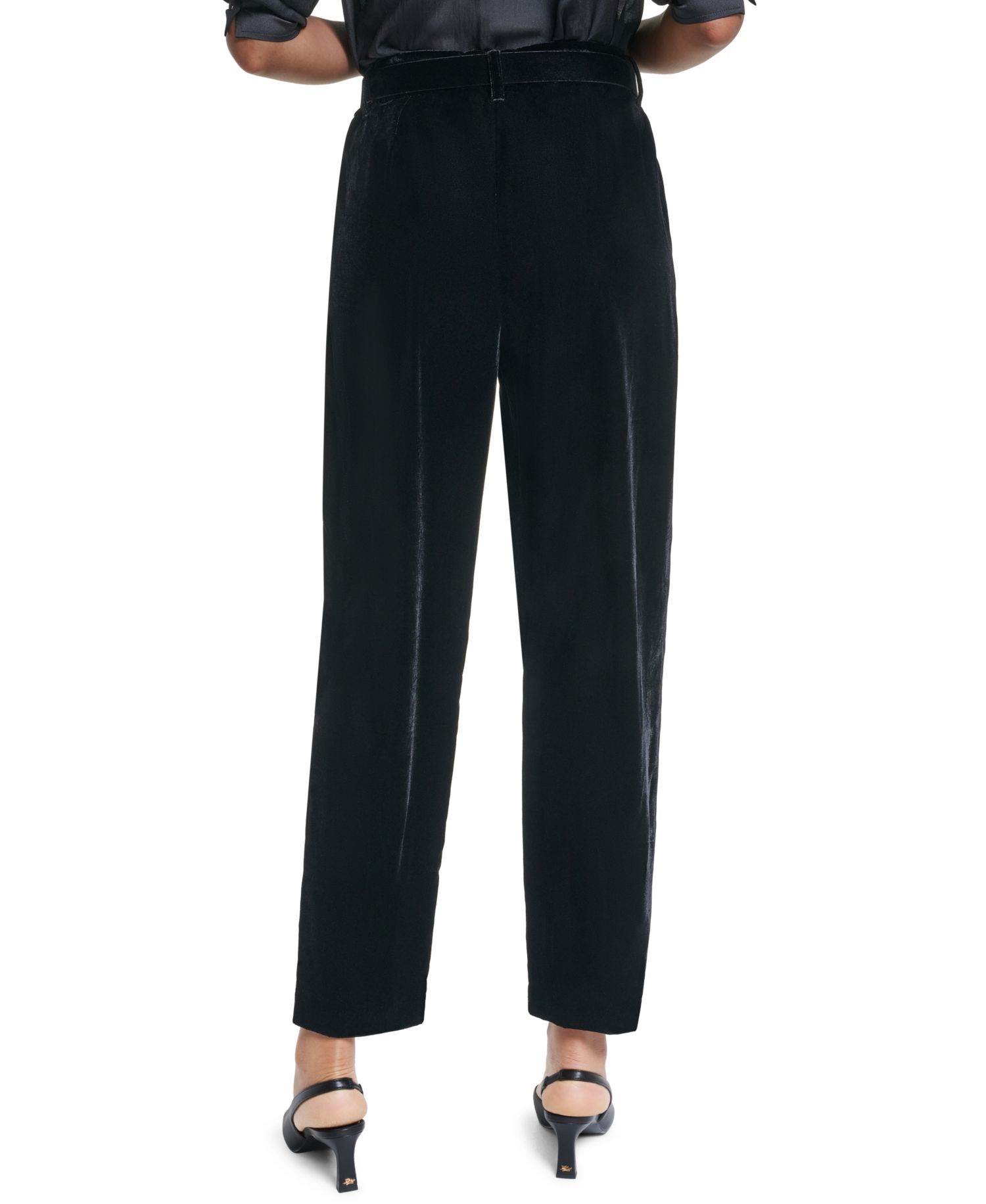 Petite Velvet High-Waisted Pants