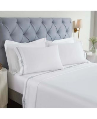 Moonlawn Cotton Gold Embroidered Deep Pocket Bed Sheet Set, Twin XL