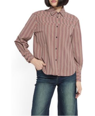 Women's Marjorie Long-Sleeve Placed-Print Button-Up Shirt